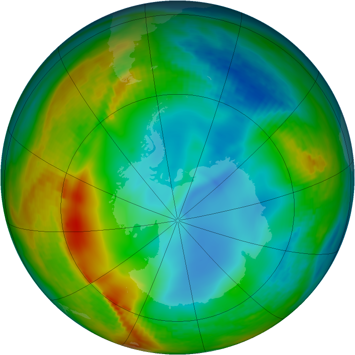 Antarctic ozone map for 03 July 1984